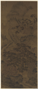 元王蒙画松阴草阁　轴,绘画,山水,树木,建筑,人物