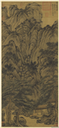 元王蒙松山书屋　轴,绘画,山水,人物,建筑,树木,器用