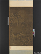 宋李成寒江钓艇　轴,绘画,山水,树木,器用,船,人物