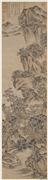 元王蒙东书草堂图　轴,绘画,山水,建筑,树木,人物