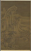 宋许道宁画雪景　轴,绘画,山水,树木,人物,建筑,船
