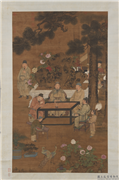 宋人十八学士图　轴,绘画,人物,器用,山水,花草,树木,翎毛,建筑