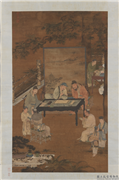 宋人十八学士图　轴,绘画,人物,器用,树木,建筑