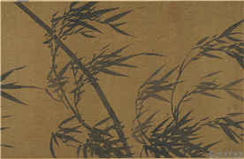 元吴镇画竹　卷,绘画,树木