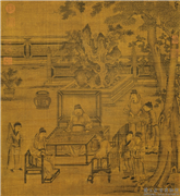 宋李公麟高会习琴图　轴,绘画,人物,山水,器用,建筑,树木,花草
