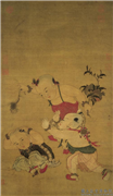 宋苏焯端阳戏婴图　轴,绘画,人物,水中动植物,果蔬,节令与二十四节气,器用