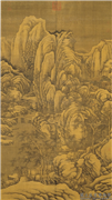 宋人溪山初雪　轴,绘画,山水,人物,树木,建筑,船