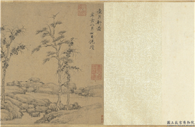 元倪瓒壶月轩图　卷,绘画,山水,建筑,树木