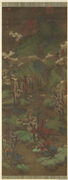 宋人仿张僧繇山水　轴,绘画,山水,树木,人物,建筑,船