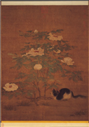 宋人富贵花狸　轴,绘画,花草,走兽
