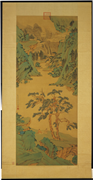 明文徵明松阴高隐　轴,绘画,树木,建筑,花草,山水,人物