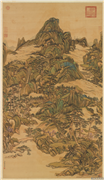清王原祁春云出岫　轴,绘画,山水,树木,花草,建筑
