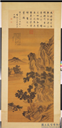 明戴进扁舟访客　轴,绘画,山水,器用,船,人物,建筑,花草,树木