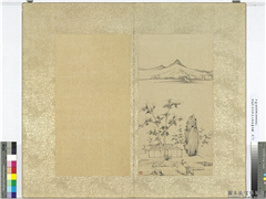 明董其昌仿宋元人缩本画及跋　册　仿倪瓒林堂诗思图,绘画,山水,树木,建筑