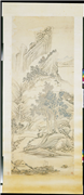 清邹一桂溪山晚泊　轴,绘画,山水,船,建筑,树木