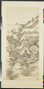 清蒋溥秋山行旅　轴,绘画,山水,人物,树木,花草,走兽,建筑,车,器用