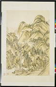 清弘旿幽壑鸣泉　轴,绘画,山水,树木,建筑