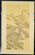 清钱维城画云峰萧寺　轴,绘画,山水,建筑,树木,花草