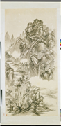 清弘旿雨後鸣泉　轴,绘画,山水,树木,花草,建筑