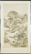 清钱维城云峰古寺　轴,绘画,山水,树木,建筑