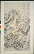 清张若澄罢围图　轴,绘画,经史-故事,山水,树木,花草,人物,走兽,建筑,器用