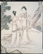 清张廷彦青女素娥　轴,绘画,人物,树木,山水,花草,走兽,器用,建筑