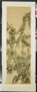 清胡桂倚杖听泉　轴,绘画,山水,树木,建筑,人物,器用