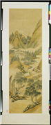 清胡桂柳荫农村　轴,绘画,山水,人物,树木,建筑,器用