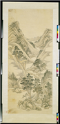 清傅雯秋日山居　轴,绘画,山水,树木,建筑