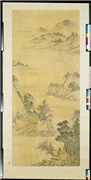 清傅雯远浦归帆　轴,绘画,山水,建筑,树木,船,器用