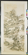 清蒋懋德青山飞瀑　轴,绘画,山水,树木,建筑