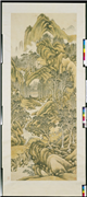 清徐来琛松阴听瀑　轴,绘画,山水,树木,建筑,人物
