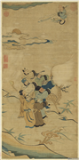 宋缂丝八仙拱寿　轴,缂绣,绘画,经史-故事,佛道人物,翎毛,走兽,山水,树木,花草