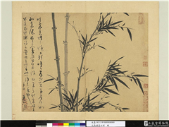 元吴镇墨竹谱　册　晴霏晓日,绘画,树木