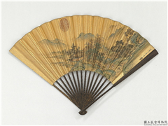 明商喜画竹埜　成扇,绘画,山水,花草,人物,树木,建筑