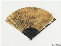 明唐寅画桃源图　成扇,绘画,山水,人物,树木,建筑