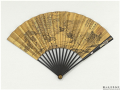 明唐寅画竹林　成扇,绘画,山水,人物,树木,器用