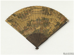 明仇英画汉宫春晓　成扇,绘画,山水,树木,人物,船,器用,翎毛,建筑,车,其他