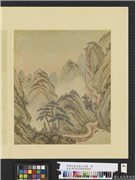 清佛延画油画山水图　册　山水（四）,绘画,山水,树木