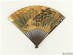 明文徵明画采芝　成扇,绘画,山水,人物,树木,花草,器用,建筑