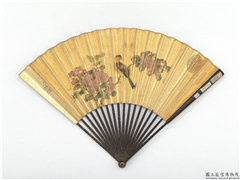 明陆治画海棠山雀　成扇,绘画,花草,翎毛