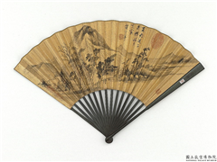 明董其昌画平林远岫　成扇,绘画,山水,树木,建筑