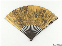 明郑重画秋树高关　成扇,绘画,山水,人物,建筑,走兽,器用