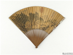 清吴时画儿戏图　成扇,绘画,山水,树木,人物,器用,建筑
