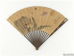 明赵文俶画莺栗图　成扇,绘画,花草,草虫,山水