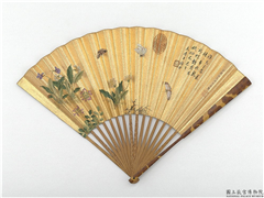 明马守贞花蝶图　成扇,绘画,花草,草虫