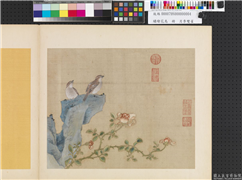 绣绘花鸟　册　月季双雀,缂绣,绘画,花草,翎毛
