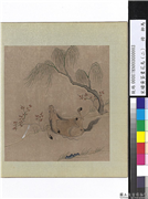 宋绣黄筌画花鸟（二）　册　柳马,缂绣,绘画,走兽,树木