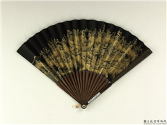 清人山水　成扇,绘画,山水,建筑,树木