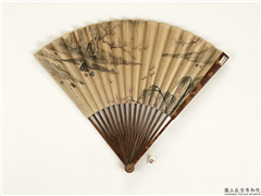 明张寅画柳燕桃花　成扇,绘画,山水,树木,翎毛,花草